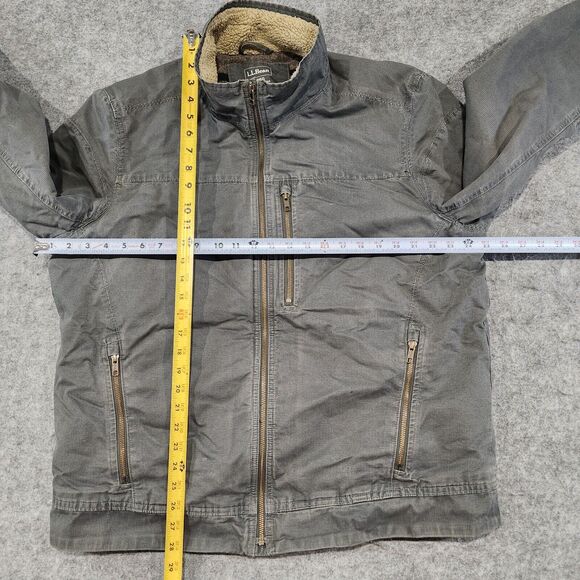 LL Bean Mens L Large Wool Fleece Blanket Lined Canvas Bomber Field Jacket Coat - Picture 7 of 16